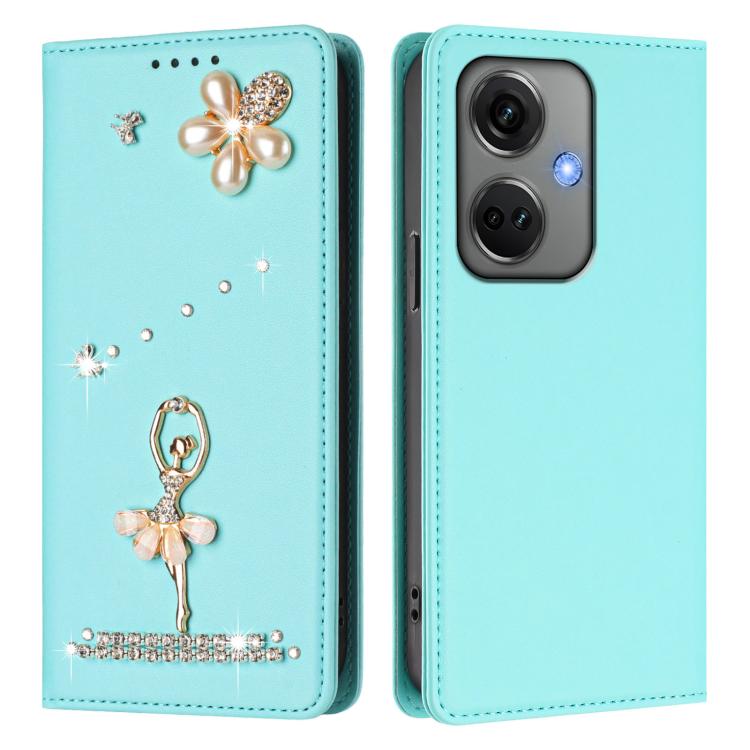 For OnePlus Nord CE3 5G India Ballet Girl Diamond Studded RFID Vegan Leather Phone Case