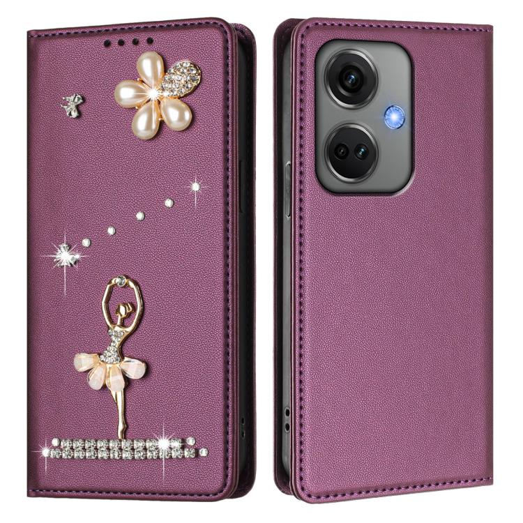For OnePlus Nord CE3 5G India Ballet Girl Diamond Studded RFID Vegan Leather Phone Case