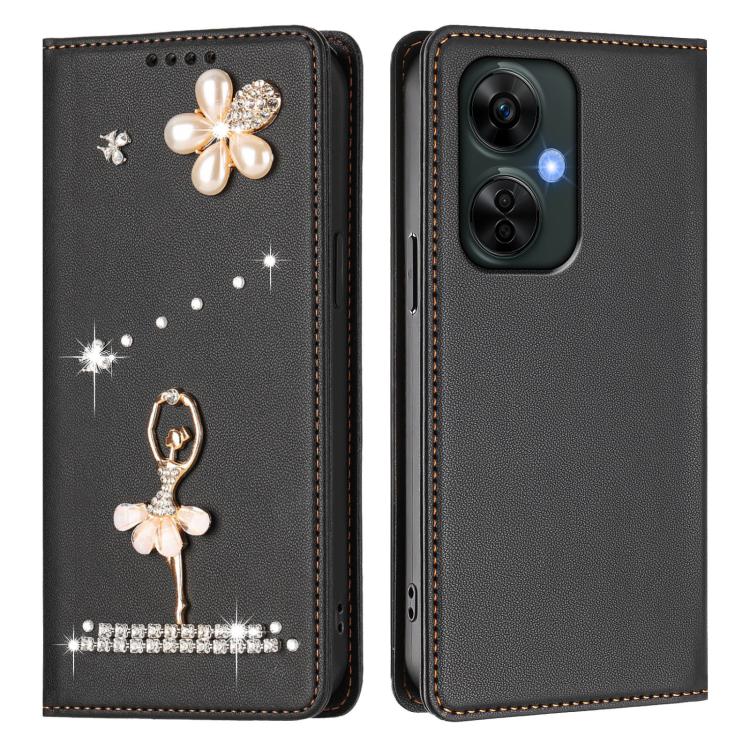 For OnePlus Nord CE 3 Lite / Nord N30 Ballet Girl Diamond Studded RFID Vegan Leather Phone Case