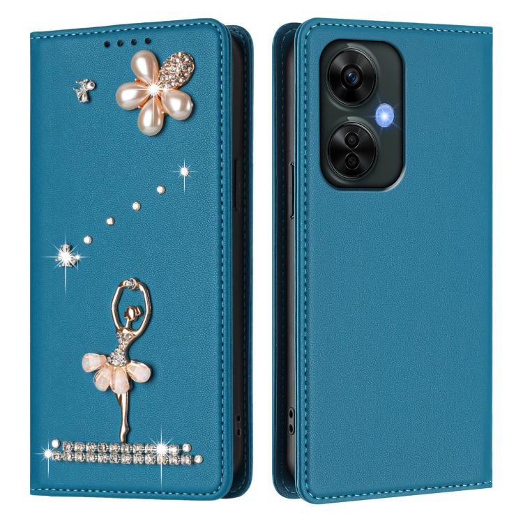 For OnePlus Nord CE 3 Lite / Nord N30 Ballet Girl Diamond Studded RFID Vegan Leather Phone Case