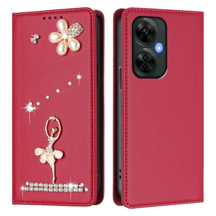 For OnePlus Nord CE 3 Lite / Nord N30 Ballet Girl Diamond Studded RFID Vegan Leather Phone Case