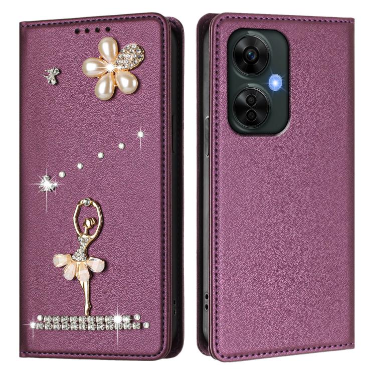 For OnePlus Nord CE 3 Lite / Nord N30 Ballet Girl Diamond Studded RFID Vegan Leather Phone Case