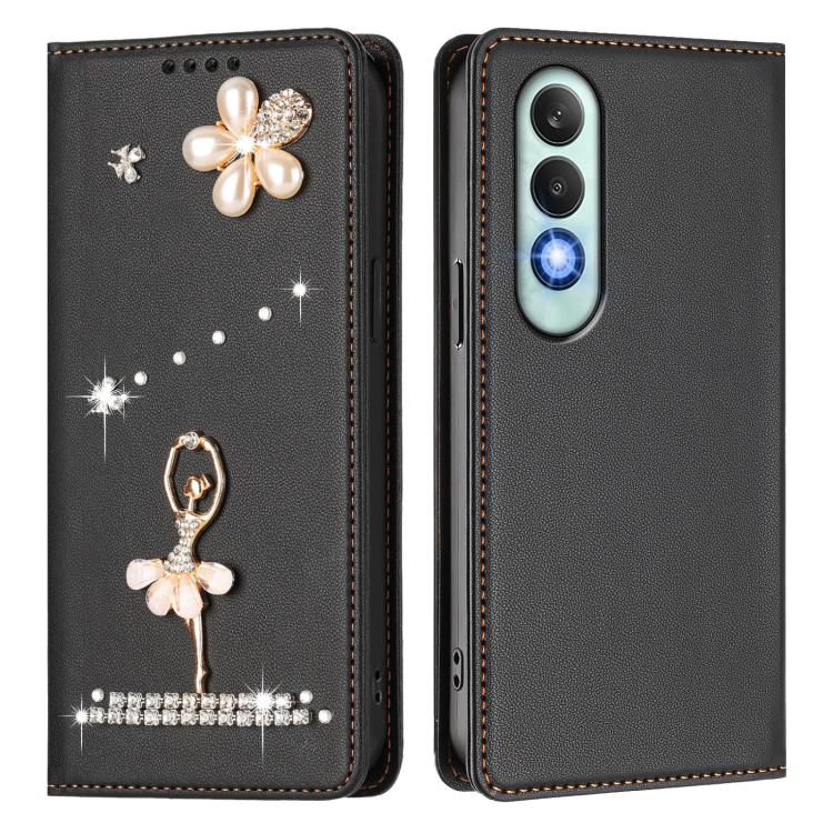 For OnePlus Nord CE4 Ballet Girl Diamond Studded RFID Vegan Leather Phone Case