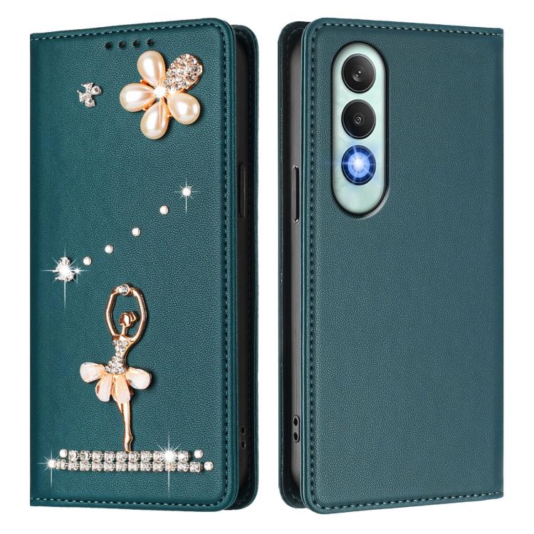 For OnePlus Nord CE4 Ballet Girl Diamond Studded RFID Vegan Leather Phone Case