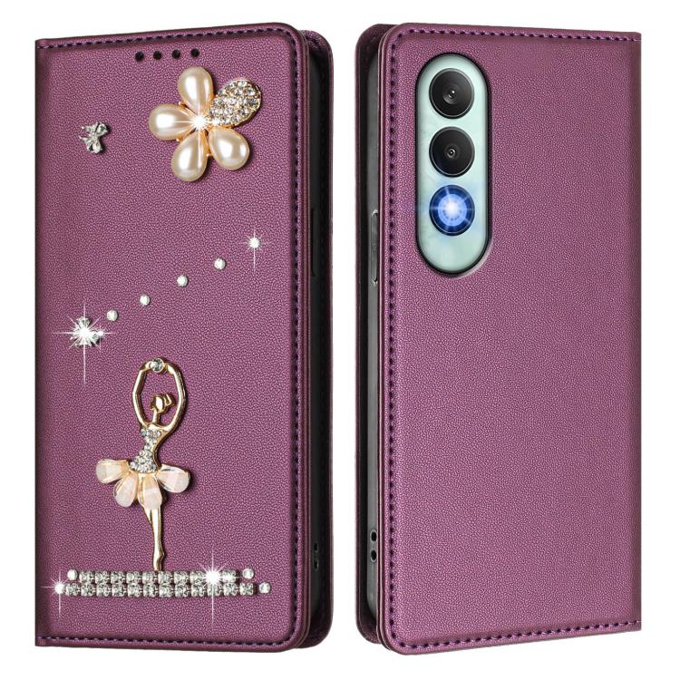 For OnePlus Nord CE4 Ballet Girl Diamond Studded RFID Vegan Leather Phone Case