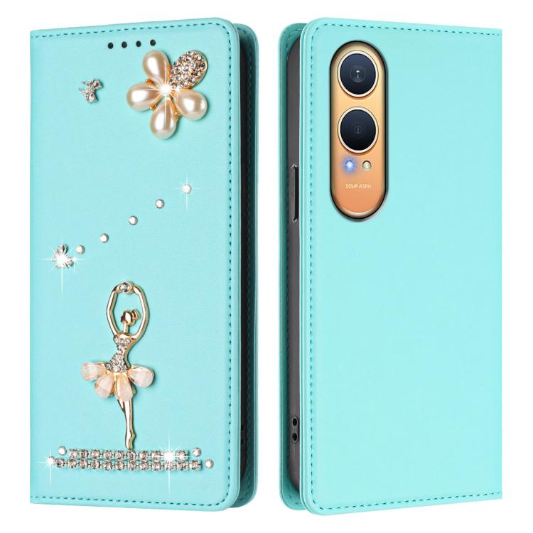 For OnePlus Nord CE4 Lite 5G Global Ballet Girl Diamond Studded RFID Vegan Leather Phone Case