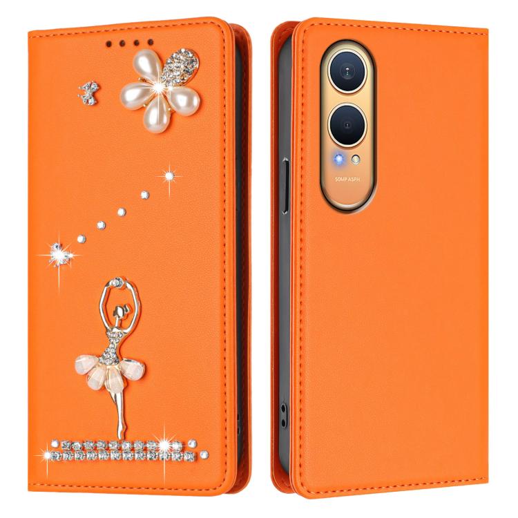 For OnePlus Nord CE4 Lite 5G Global Ballet Girl Diamond Studded RFID Vegan Leather Phone Case