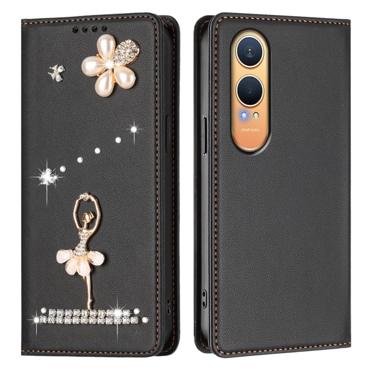 For OnePlus Nord CE4 Lite 5G Global Ballet Girl Diamond Studded RFID Vegan Leather Phone Case