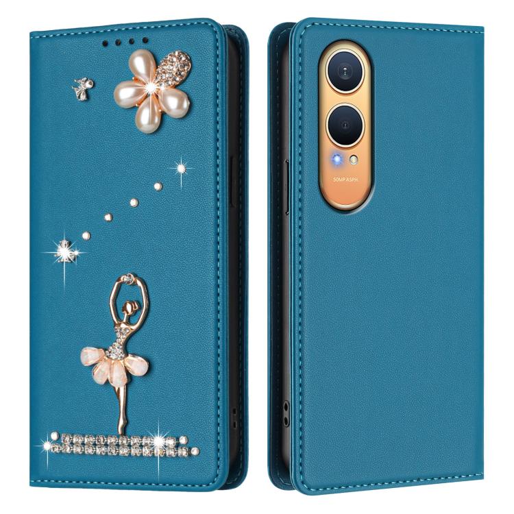 For OnePlus Nord CE4 Lite 5G Global Ballet Girl Diamond Studded RFID Vegan Leather Phone Case