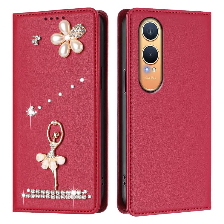 For OnePlus Nord CE4 Lite 5G Global Ballet Girl Diamond Studded RFID Vegan Leather Phone Case