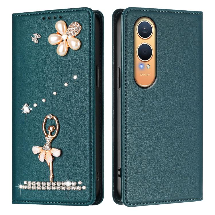For OnePlus Nord CE4 Lite 5G Global Ballet Girl Diamond Studded RFID Vegan Leather Phone Case