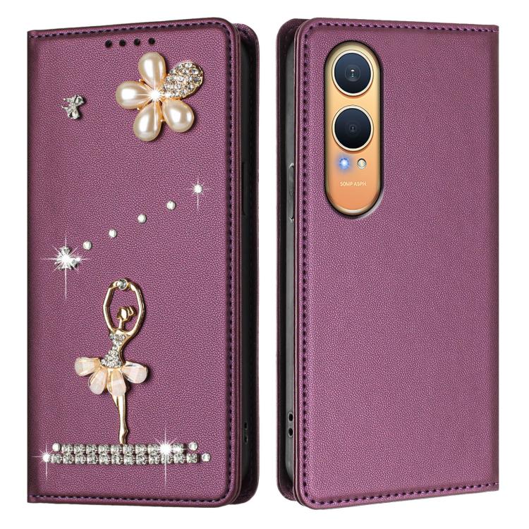 For OnePlus Nord CE4 Lite 5G Global Ballet Girl Diamond Studded RFID Vegan Leather Phone Case