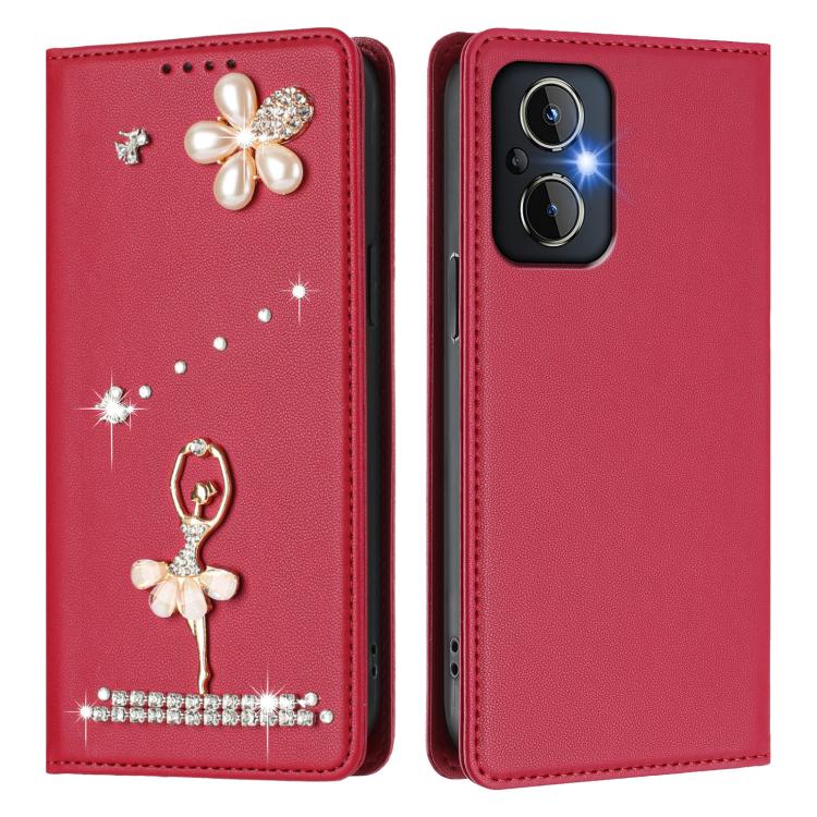 For OnePlus Nord N20 5G Ballet Girl Diamond Studded RFID Vegan Leather Phone Case