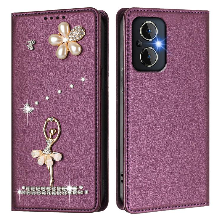 For OnePlus Nord N20 5G Ballet Girl Diamond Studded RFID Vegan Leather Phone Case