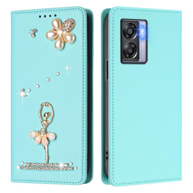 For OnePlus Nord N300 Ballet Girl Diamond Studded RFID Vegan Leather Phone Case