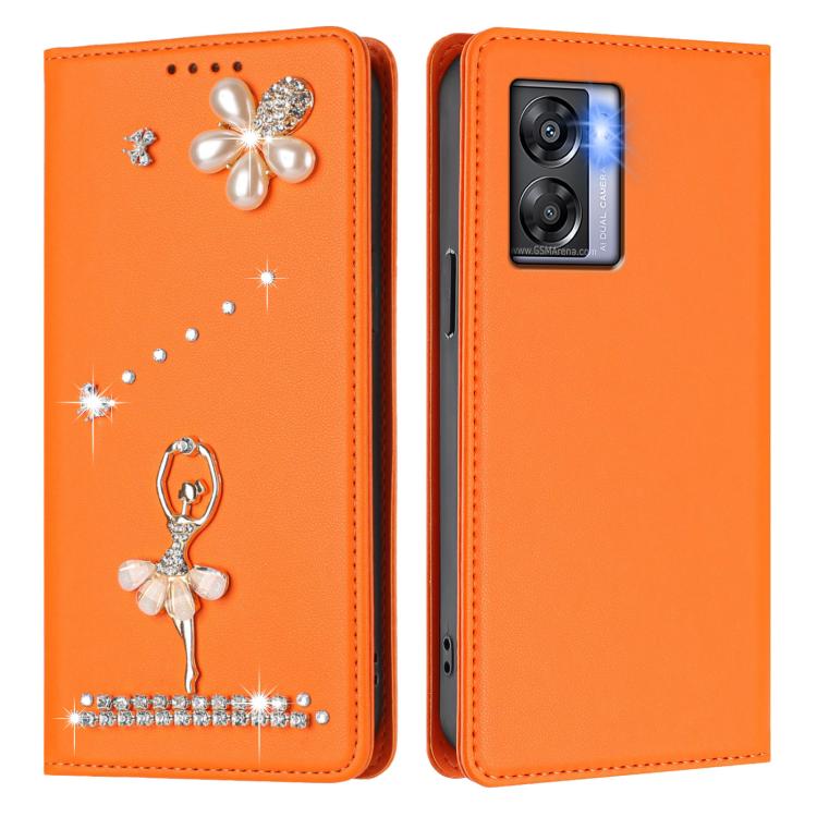For OnePlus Nord N300 Ballet Girl Diamond Studded RFID Vegan Leather Phone Case
