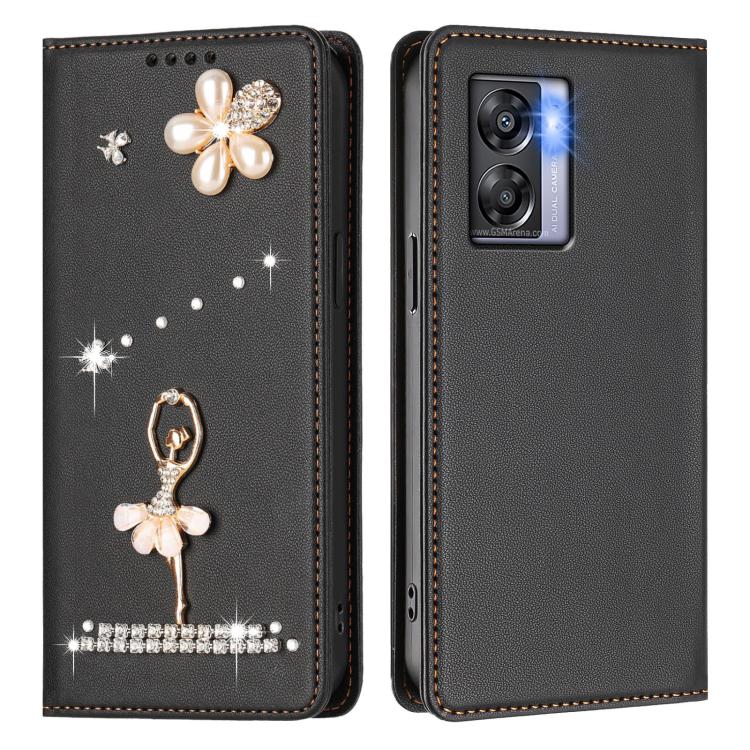 For OnePlus Nord N300 Ballet Girl Diamond Studded RFID Vegan Leather Phone Case
