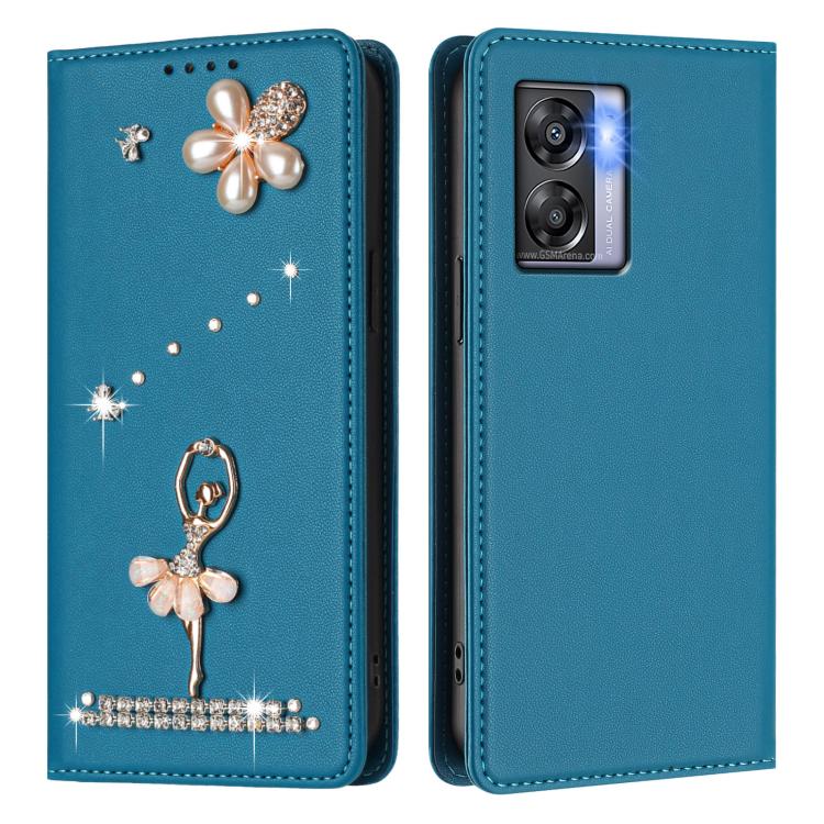 For OnePlus Nord N300 Ballet Girl Diamond Studded RFID Vegan Leather Phone Case