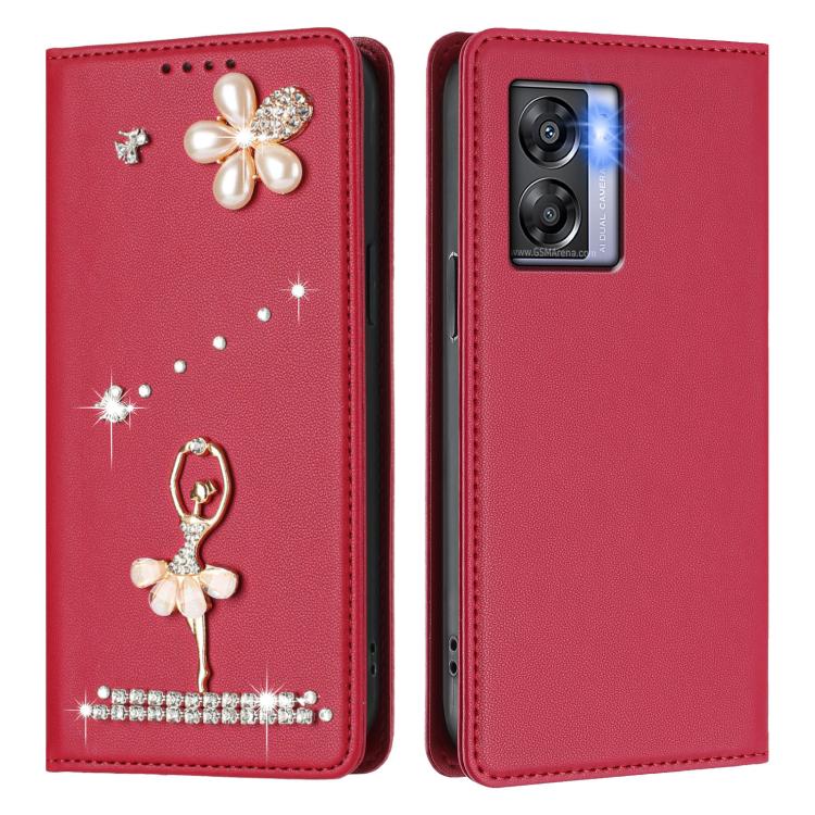 For OnePlus Nord N300 Ballet Girl Diamond Studded RFID Vegan Leather Phone Case