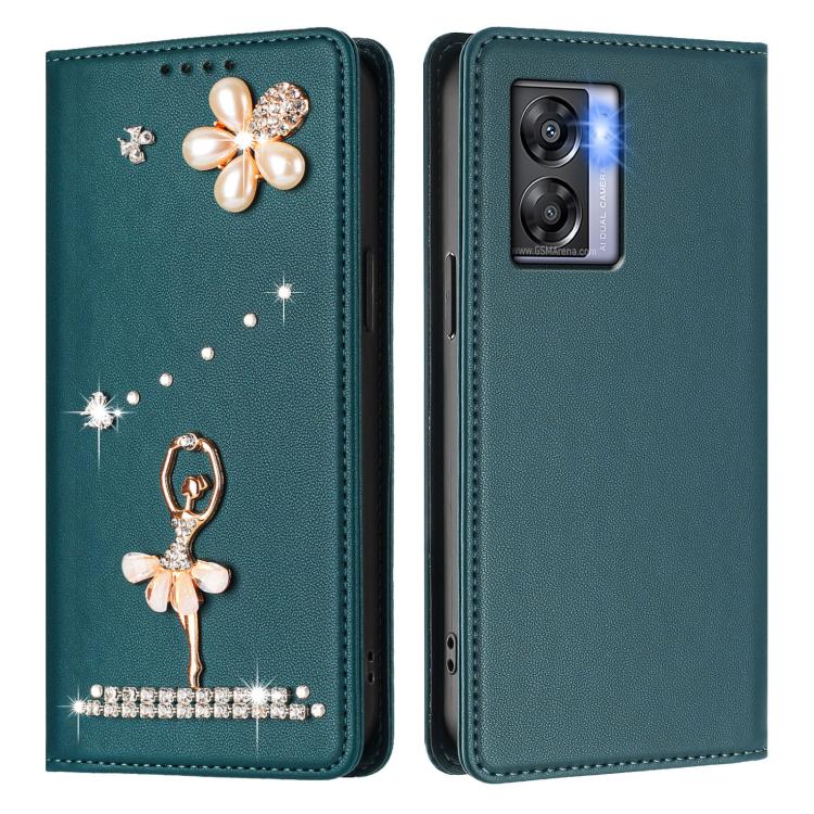 For OnePlus Nord N300 Ballet Girl Diamond Studded RFID Vegan Leather Phone Case