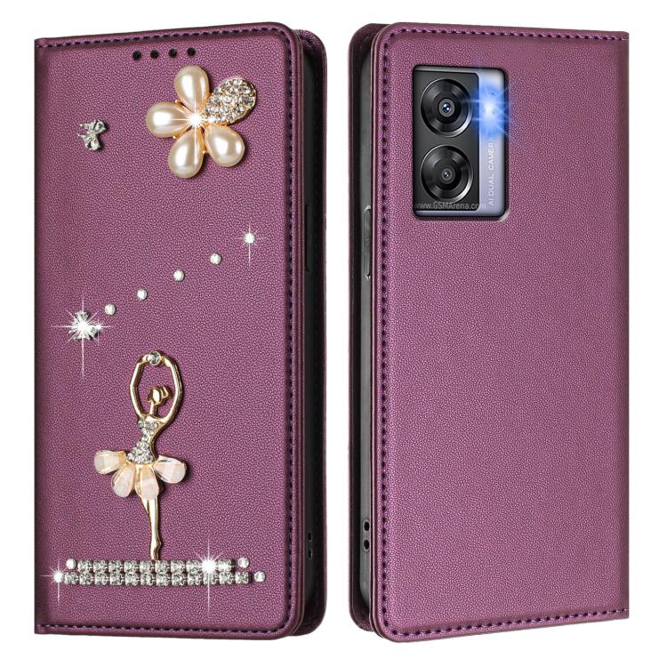 For OnePlus Nord N300 Ballet Girl Diamond Studded RFID Vegan Leather Phone Case