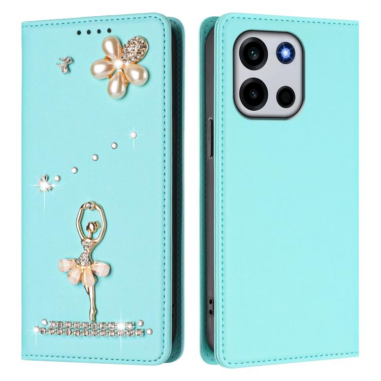 For OnePlus Turbo 6 / Turbo 6V Ballet Girl Diamond Studded RFID Vegan Leather Phone Case