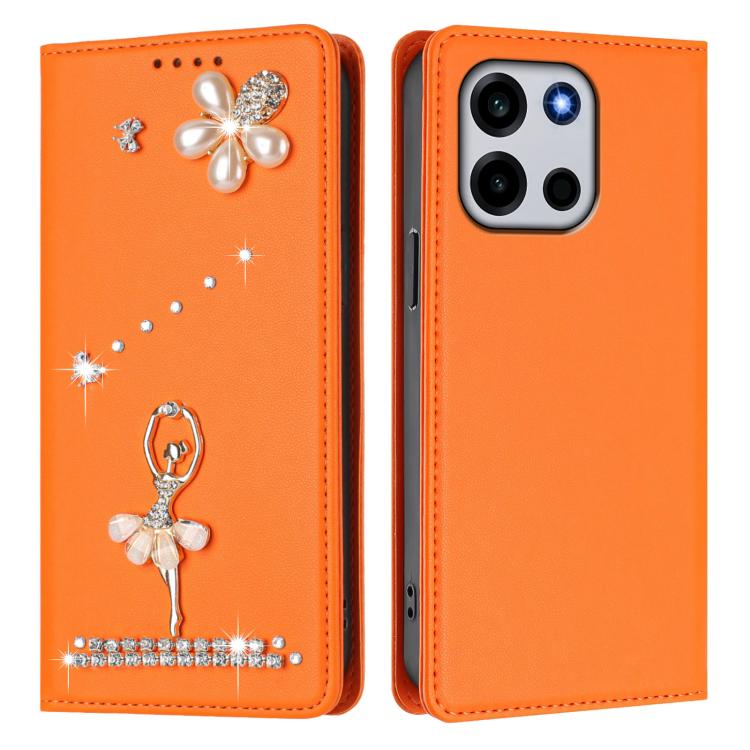 For OnePlus Turbo 6 / Turbo 6V Ballet Girl Diamond Studded RFID Vegan Leather Phone Case
