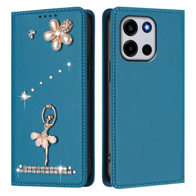 For OnePlus Turbo 6 / Turbo 6V Ballet Girl Diamond Studded RFID Vegan Leather Phone Case