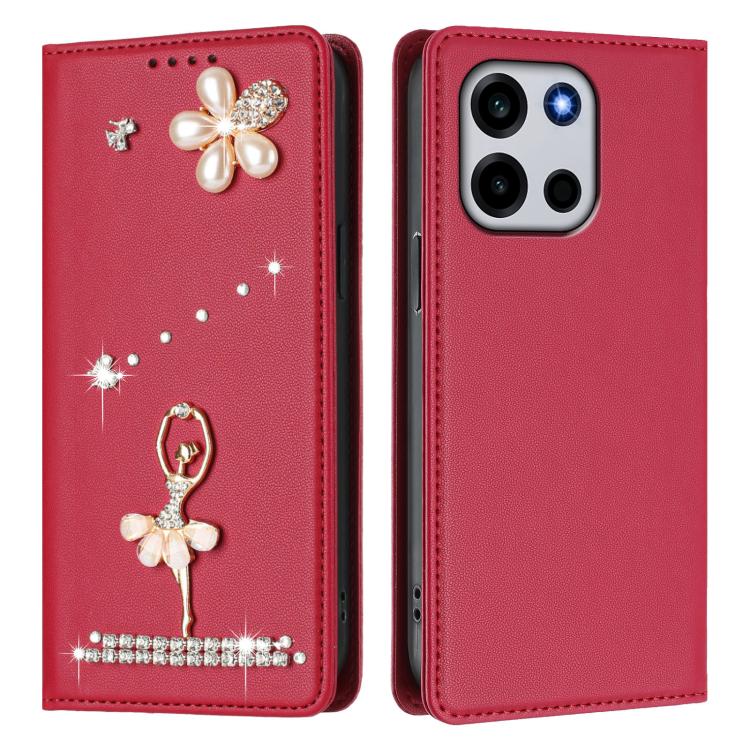 For OnePlus Turbo 6 / Turbo 6V Ballet Girl Diamond Studded RFID Vegan Leather Phone Case