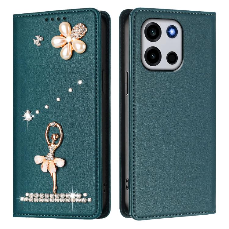 For OnePlus Turbo 6 / Turbo 6V Ballet Girl Diamond Studded RFID Vegan Leather Phone Case