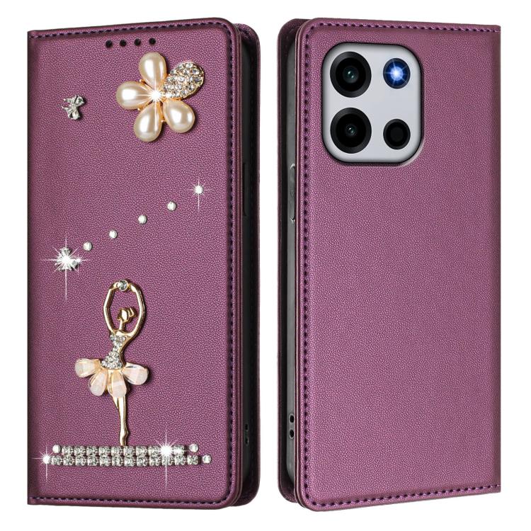 For OnePlus Turbo 6 / Turbo 6V Ballet Girl Diamond Studded RFID Vegan Leather Phone Case