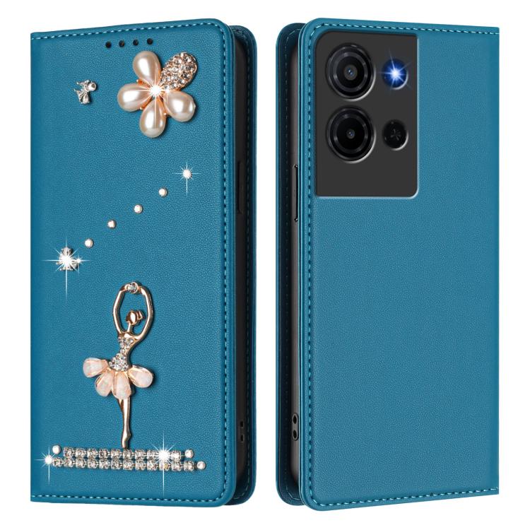For TCL K32 5G / K33 5G Ballet Girl Diamond Studded RFID Vegan Leather Phone Case