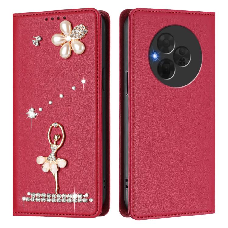 For TCL NxtPaper 60 Ultra 5G Ballet Girl Diamond Studded RFID Vegan Leather Phone Case