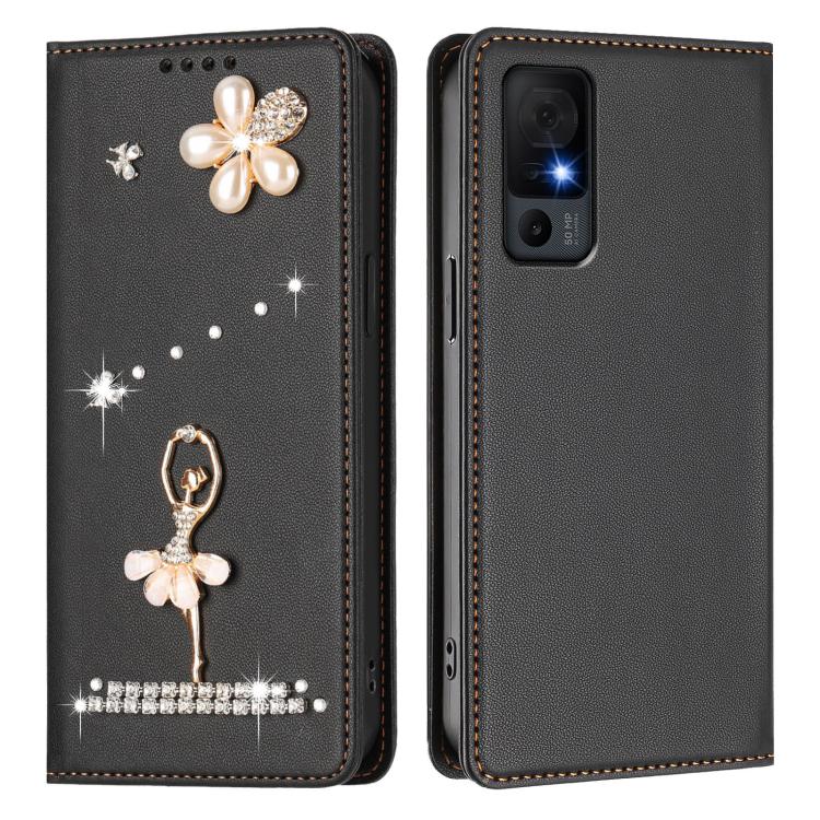 For TCL 40 XE / 40 T Ballet Girl Diamond Studded RFID Vegan Leather Phone Case