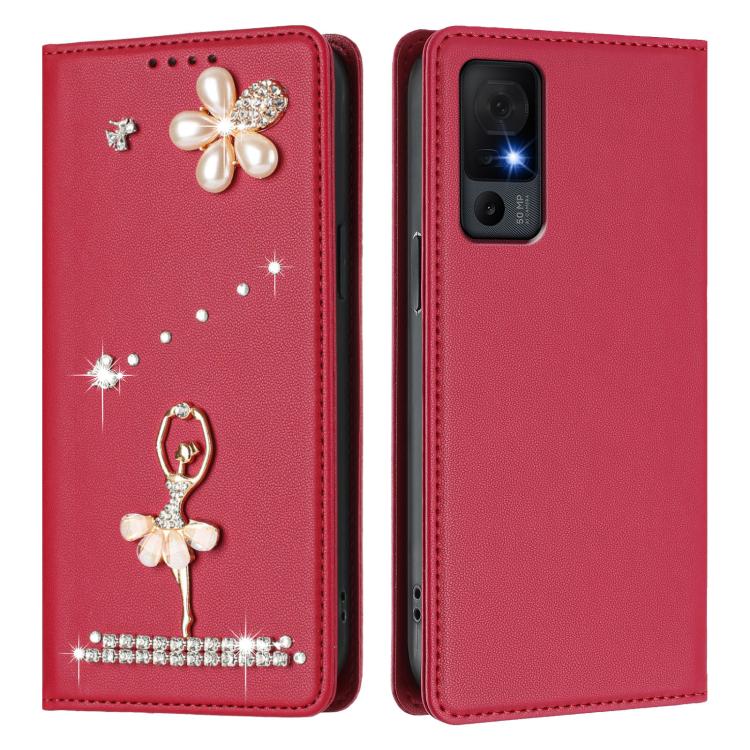 For TCL 40 XE / 40 T Ballet Girl Diamond Studded RFID Vegan Leather Phone Case