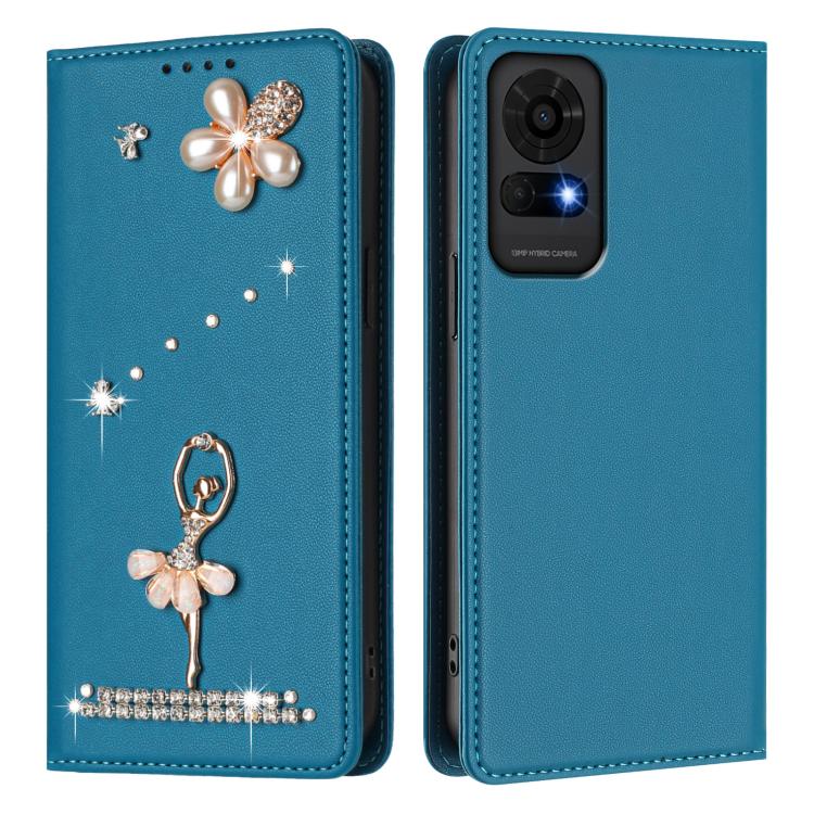 For TCL 50 LE Ballet Girl Diamond Studded RFID Vegan Leather Phone Case