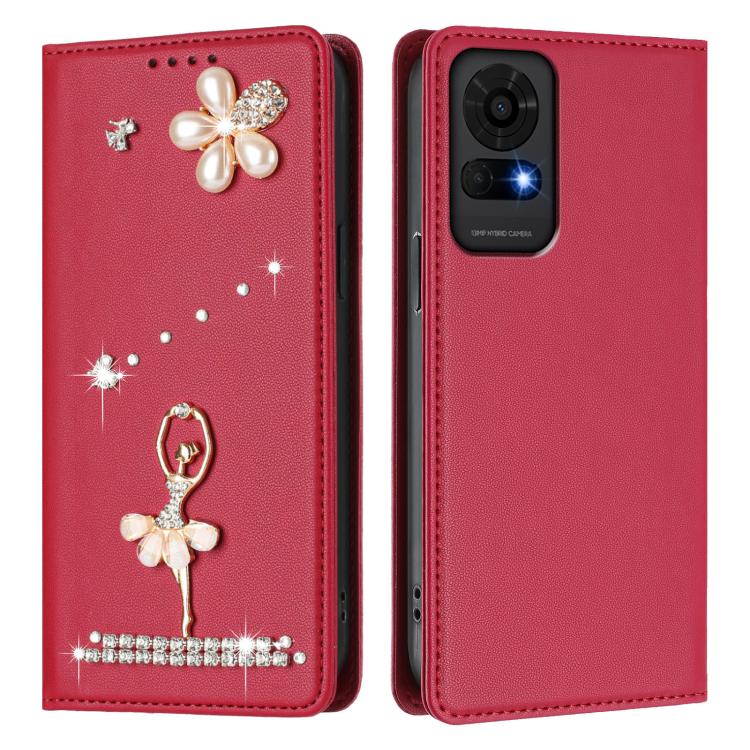 For TCL 50 LE Ballet Girl Diamond Studded RFID Vegan Leather Phone Case