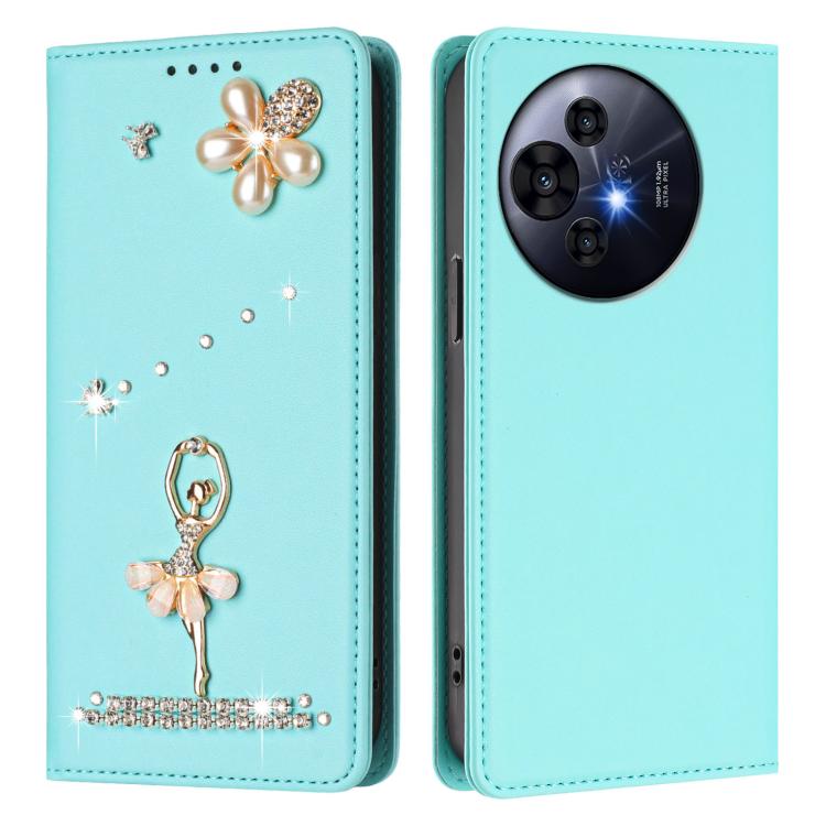 For TCL 50 Pro NxtPaper / 50 Nxtpaper Ballet Girl Diamond Studded RFID Vegan Leather Phone Case