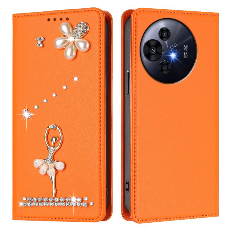 For TCL 50 Pro NxtPaper / 50 Nxtpaper Ballet Girl Diamond Studded RFID Vegan Leather Phone Case