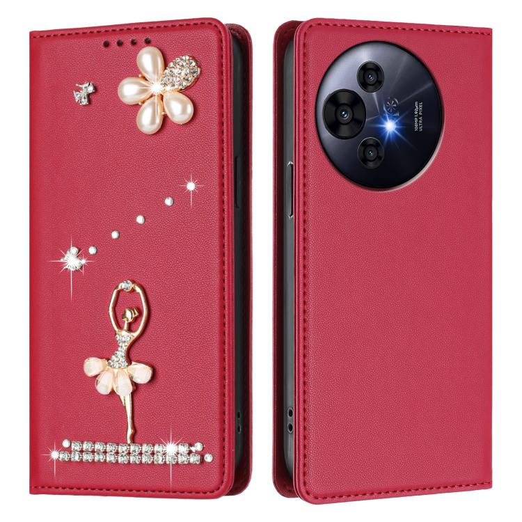 For TCL 50 Pro NxtPaper / 50 Nxtpaper Ballet Girl Diamond Studded RFID Vegan Leather Phone Case
