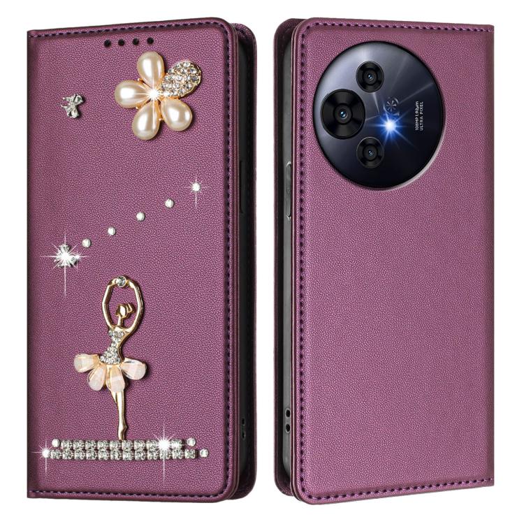 For TCL 50 Pro NxtPaper / 50 Nxtpaper Ballet Girl Diamond Studded RFID Vegan Leather Phone Case