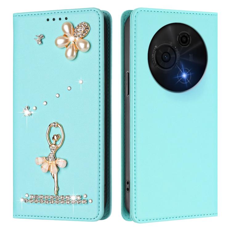 For TCL 60 Nxtpaper Ballet Girl Diamond Studded RFID Vegan Leather Phone Case