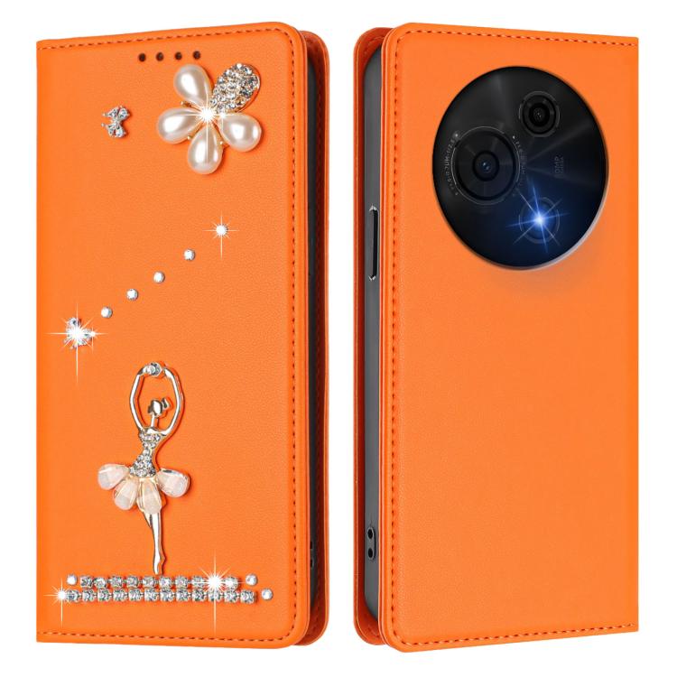 For TCL 60 Nxtpaper Ballet Girl Diamond Studded RFID Vegan Leather Phone Case