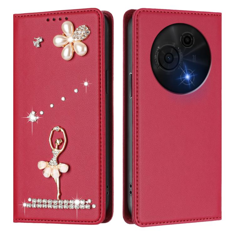 For TCL 60 Nxtpaper Ballet Girl Diamond Studded RFID Vegan Leather Phone Case