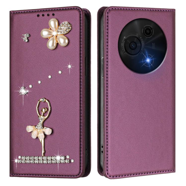 For TCL 60 Nxtpaper Ballet Girl Diamond Studded RFID Vegan Leather Phone Case