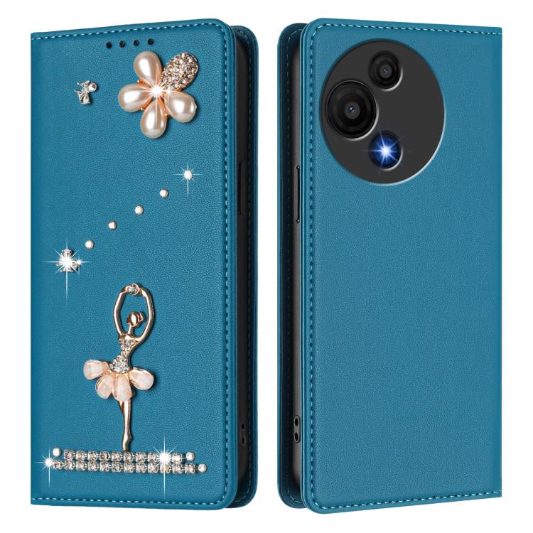 For TCL 605 / 60 SE Ballet Girl Diamond Studded RFID Vegan Leather Phone Case