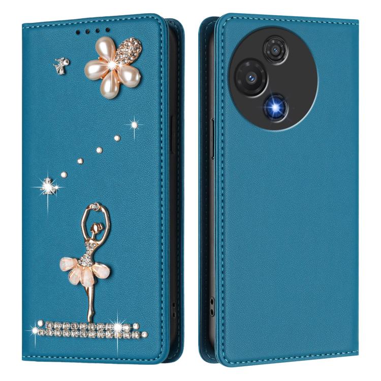 For TCL 60R 5G Ballet Girl Diamond Studded RFID Vegan Leather Phone Case