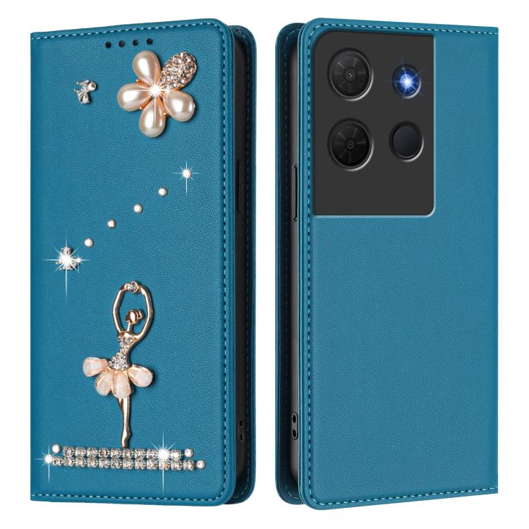 For TCL 503 Ballet Girl Diamond Studded RFID Vegan Leather Phone Case