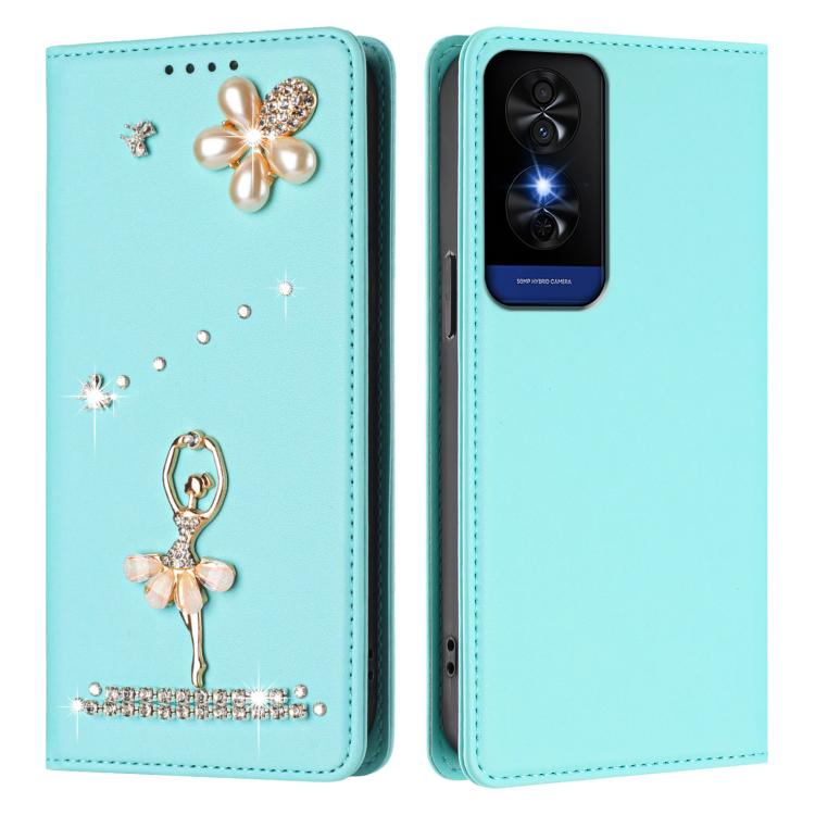 For TCL 50 5G/50 XE Nxtpaper/50 XE 5G Ballet Girl Diamond Studded RFID Vegan Leather Phone Case