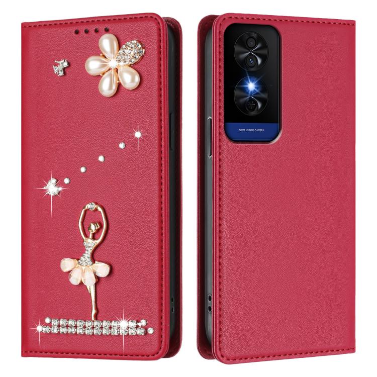 For TCL 50 5G/50 XE Nxtpaper/50 XE 5G Ballet Girl Diamond Studded RFID Vegan Leather Phone Case